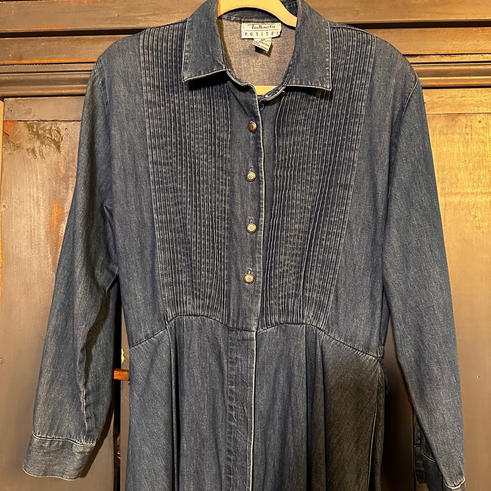 Talbots 12pet long sleeve coastal cowgirl button down chambray midi/maxi dress - Picture 5 of 12